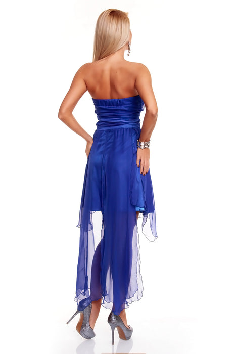 Bandeau Mini Kleid Chiffon Optik mit Steinchen Blau