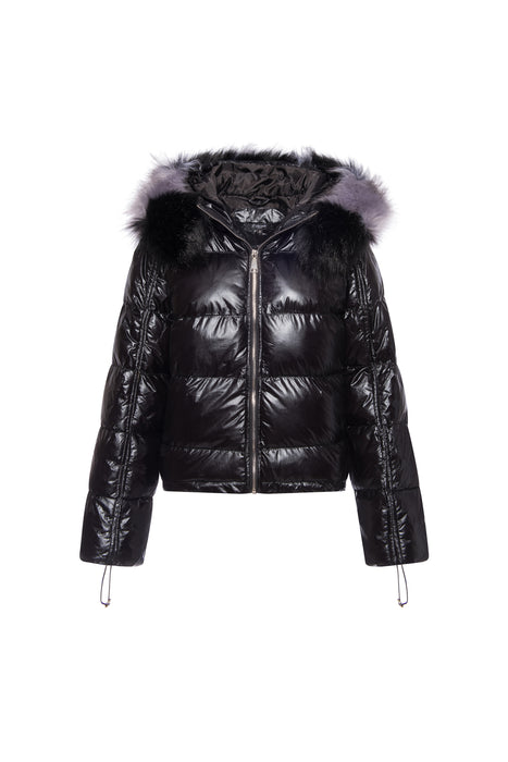 Winter jacket with real fur beige