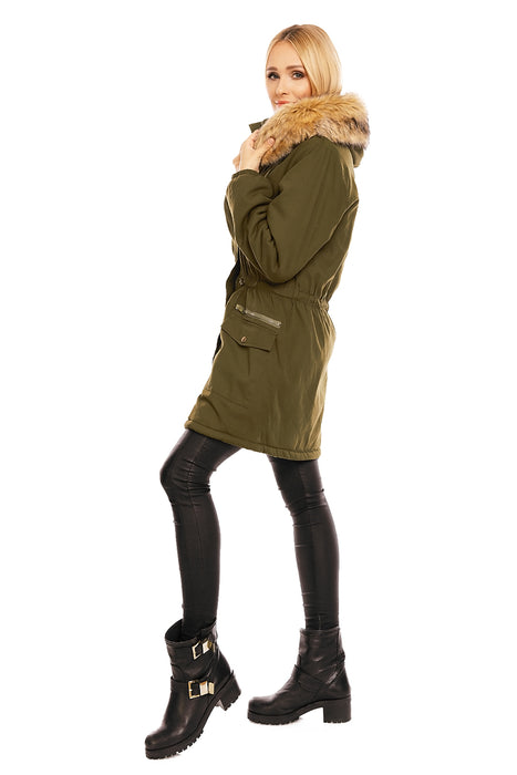 Parka with fur khaki-dark blue