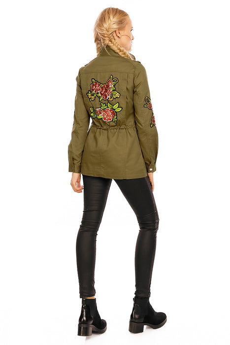 Parka with embroidery Khaki Multicolor with sequins