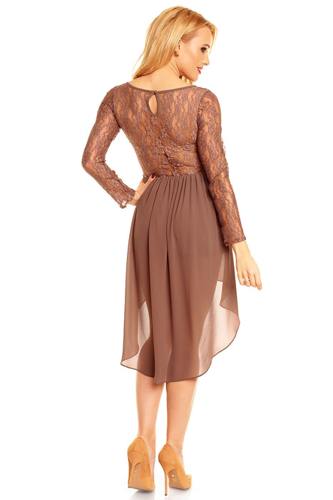 Lace chiffon dress brown
