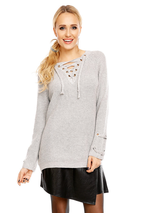 Sweater with lacing gray